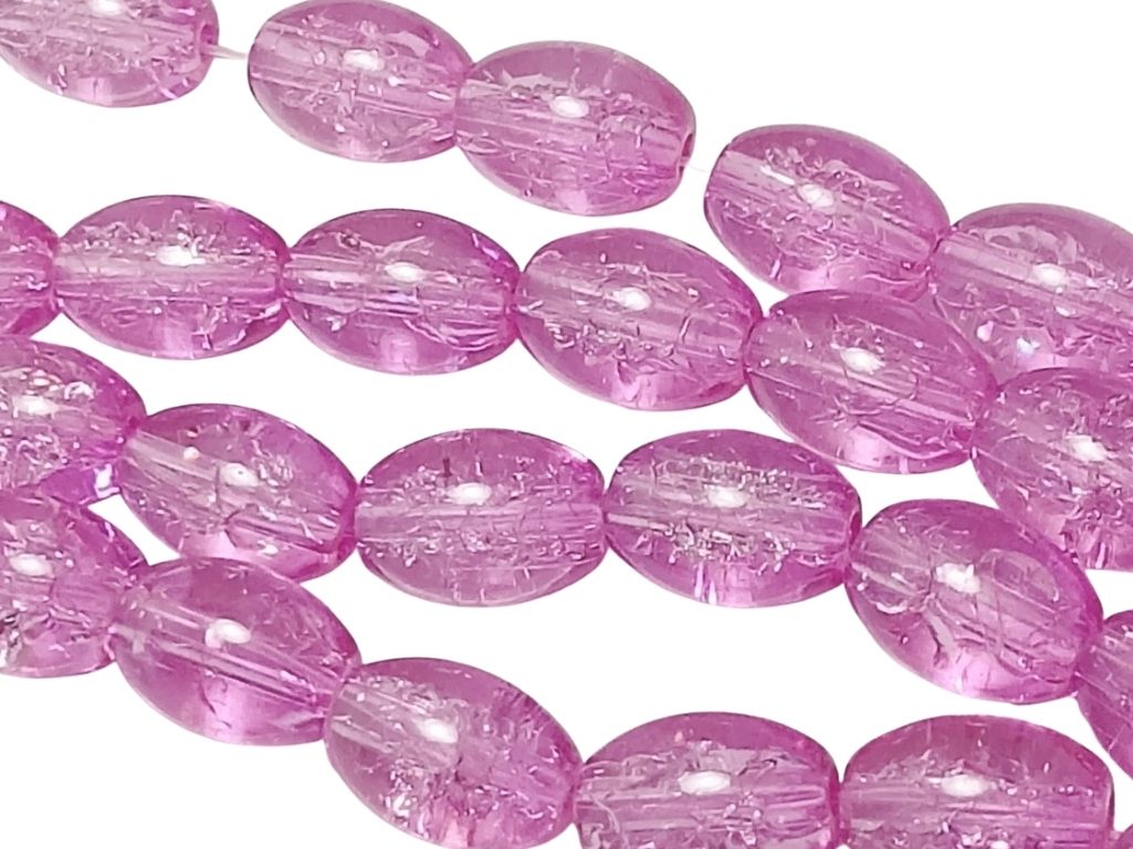 Pink Oval Crackle Designer Glass Beads