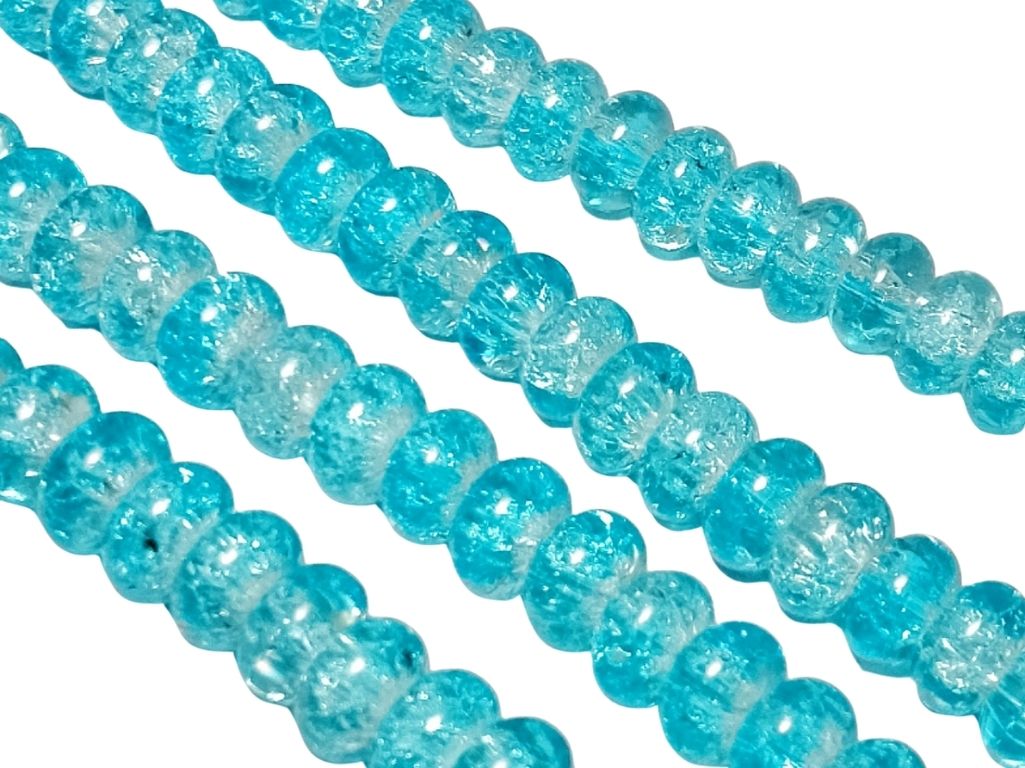 Blue Crackle Tyre / Rondelle Crystal Glass Beads