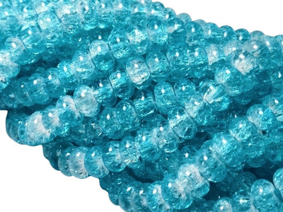 Blue Crackle Tyre / Rondelle Crystal Glass Beads