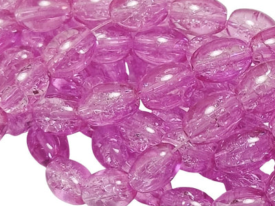 Pink Oval Crackle Designer Glass Beads