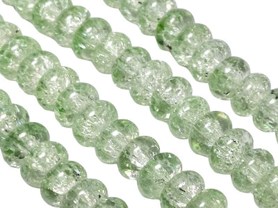 Light Green Crackle Tyre / Rondelle Crystal Glass Beads