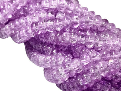 Purple Crackle Tyre / Rondelle Crystal Glass Beads