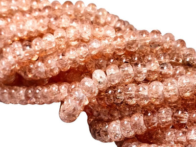 Peach Crackle Tyre / Rondelle Crystal Glass Beads