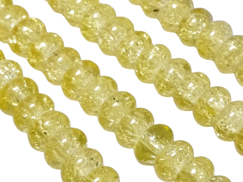 Olive Green Crackle Tyre / Rondelle Crystal Glass Beads