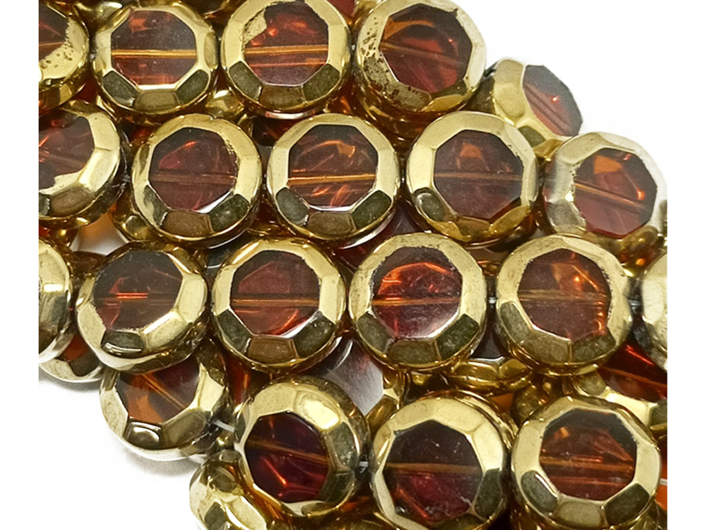 Brown & Golden Octagonal Designer Glass Beads