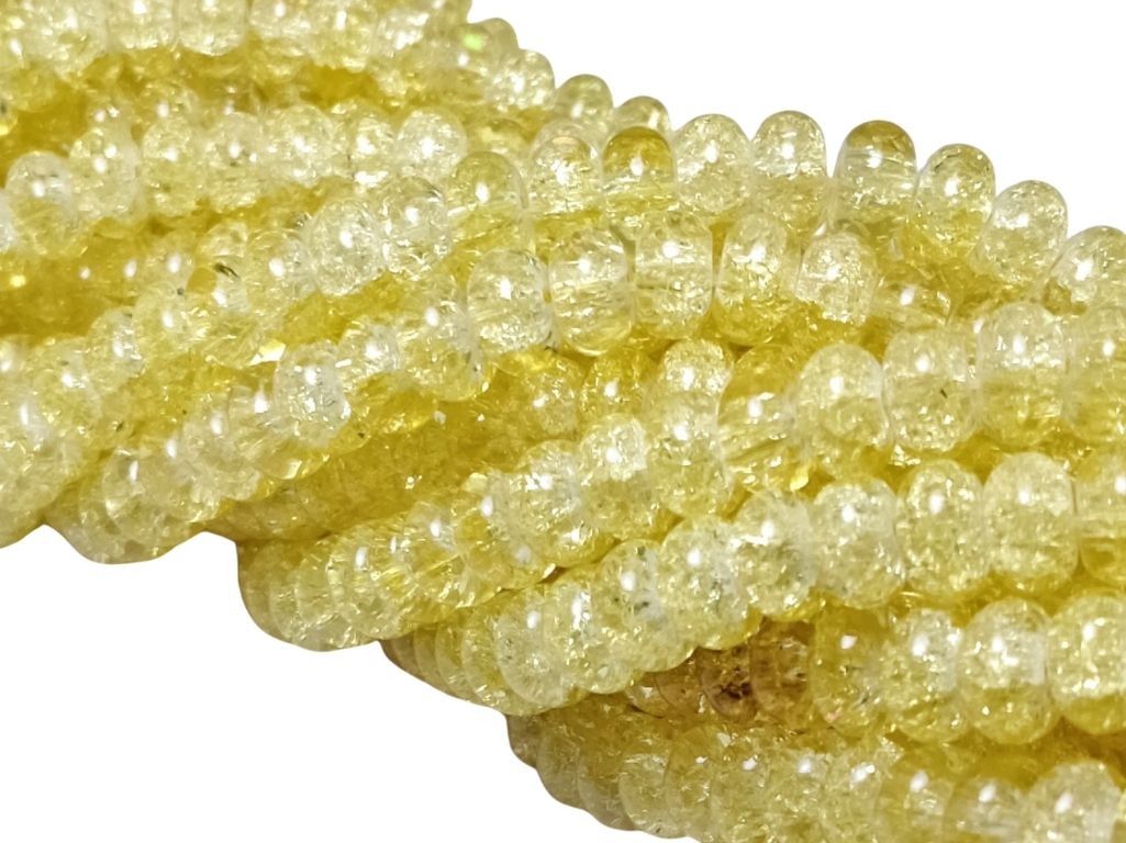 Olive Green Crackle Tyre / Rondelle Crystal Glass Beads