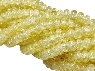 Olive Green Crackle Tyre / Rondelle Crystal Glass Beads