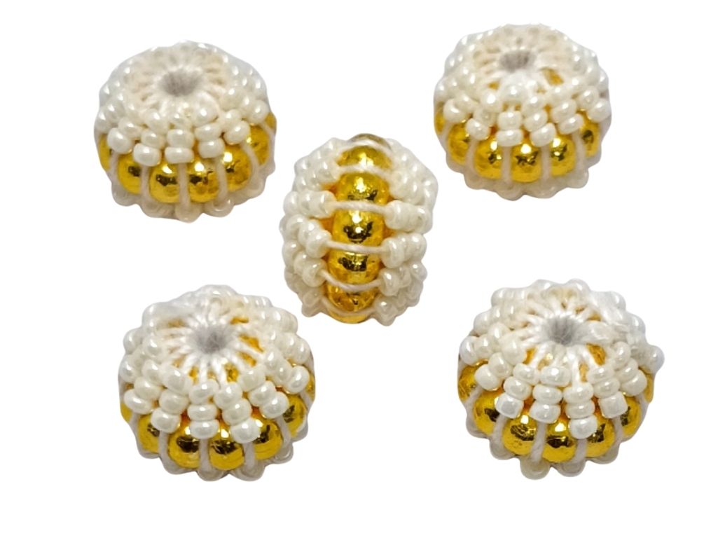 Off White Handmade Dome Shaped Woven Beads