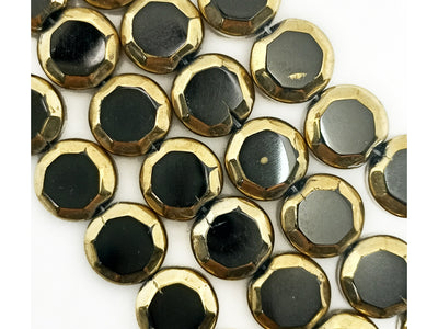 Black & Golden Octagonal Designer Glass Beads