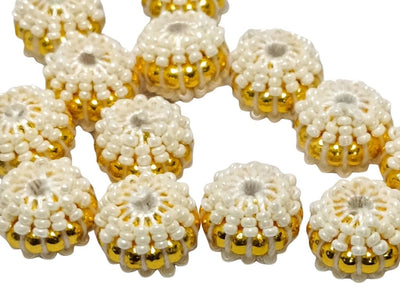 Off White Handmade Dome Shaped Woven Beads