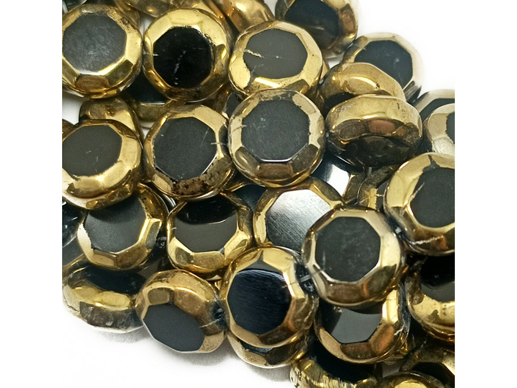 Black & Golden Octagonal Designer Glass Beads