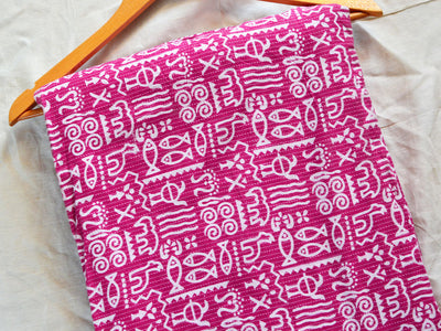 Rani Pink Traditional Pure Cotton Kantha Fabric