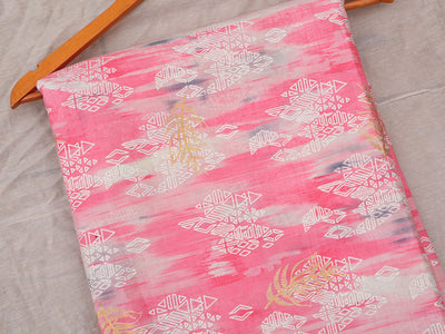 Baby Pink Handblocked Pure Mul Mul Cotton Fabrics