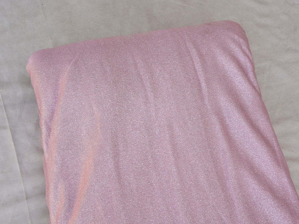 Pink Plain Geometric Shimmer Interlock Bonding Fabric