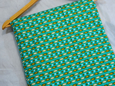 Teal Geometric Pure Cotton Fabric