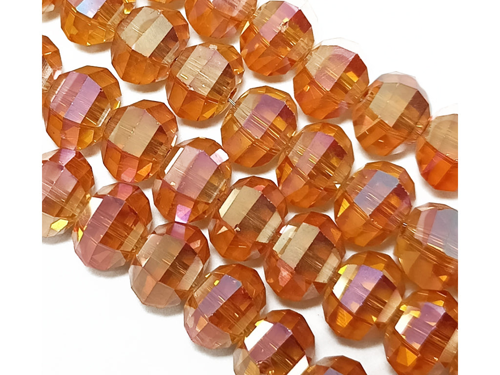 Orange Octagonal Faceted Crystal Beads