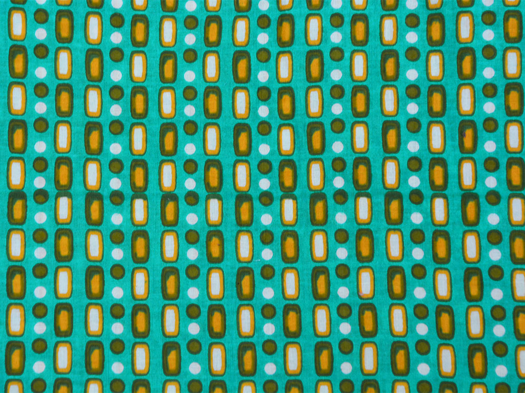 Teal Geometric Pure Cotton Fabric