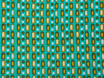Teal Geometric Pure Cotton Fabric