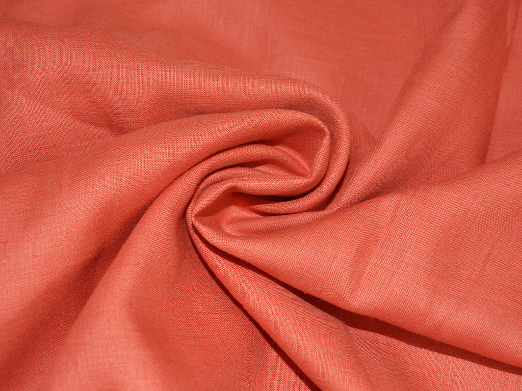 Precut of Brick Orange Pure Linen Fabric - 60 Lea