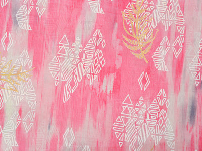 Baby Pink Handblocked Pure Mul Mul Cotton Fabrics