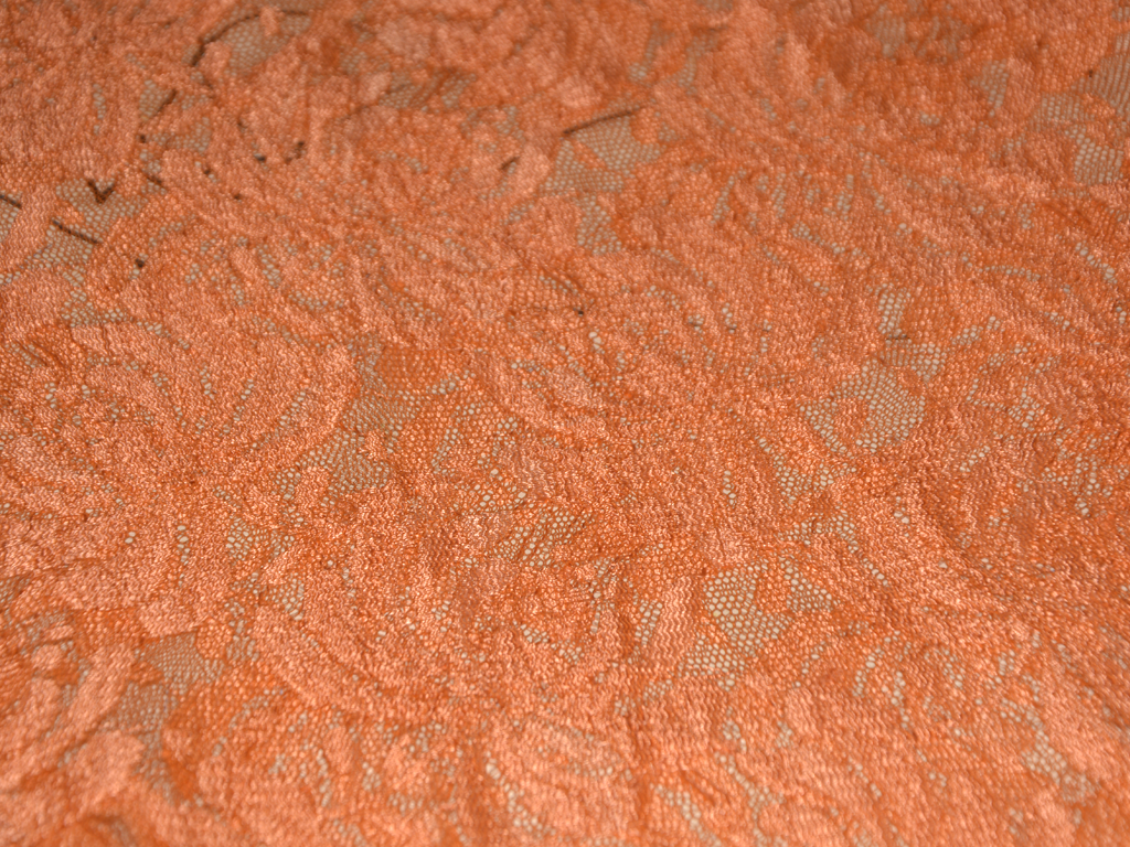 Dark Peach Abstract Laser Cutting Nylon Net Fabric