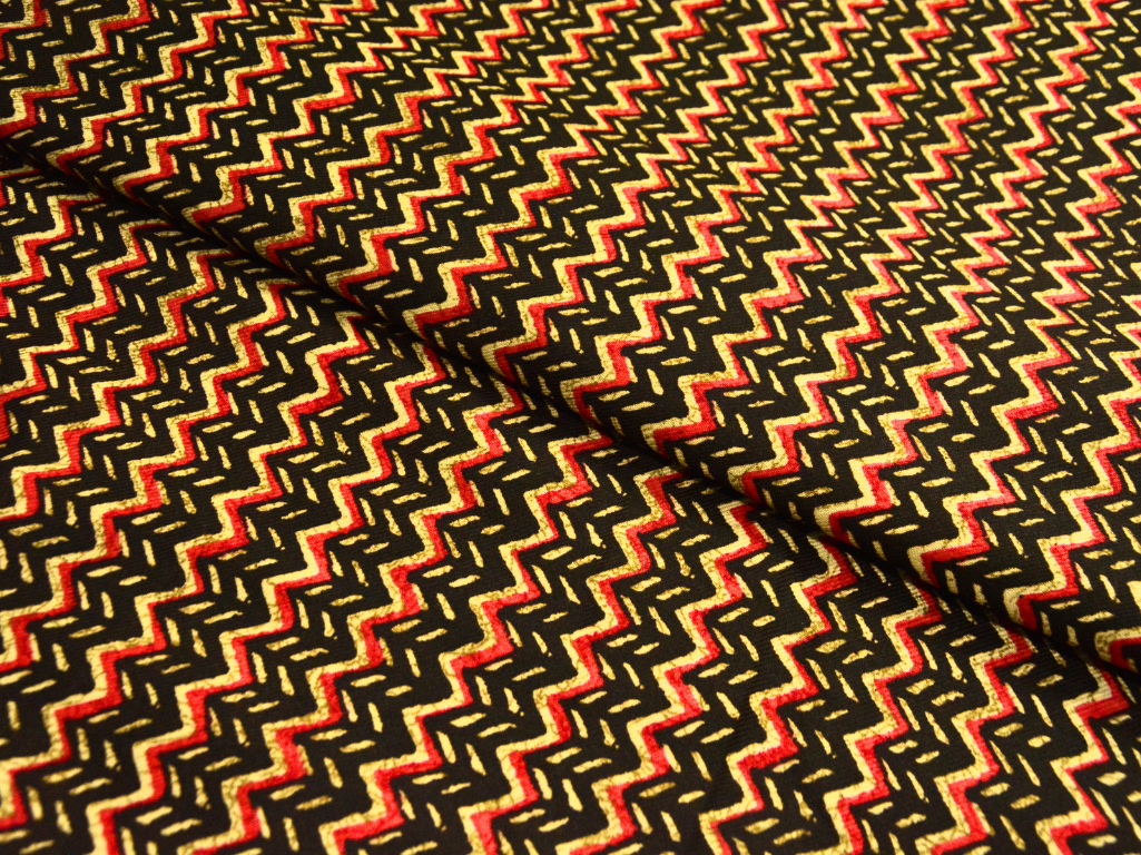 Multicolor zigzag Printed Semi Pashimna Woolen Fabric