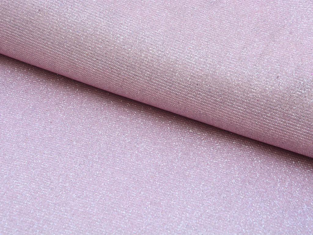 Pink Plain Geometric Shimmer Interlock Bonding Fabric