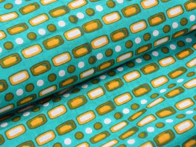 Teal Geometric Pure Cotton Fabric