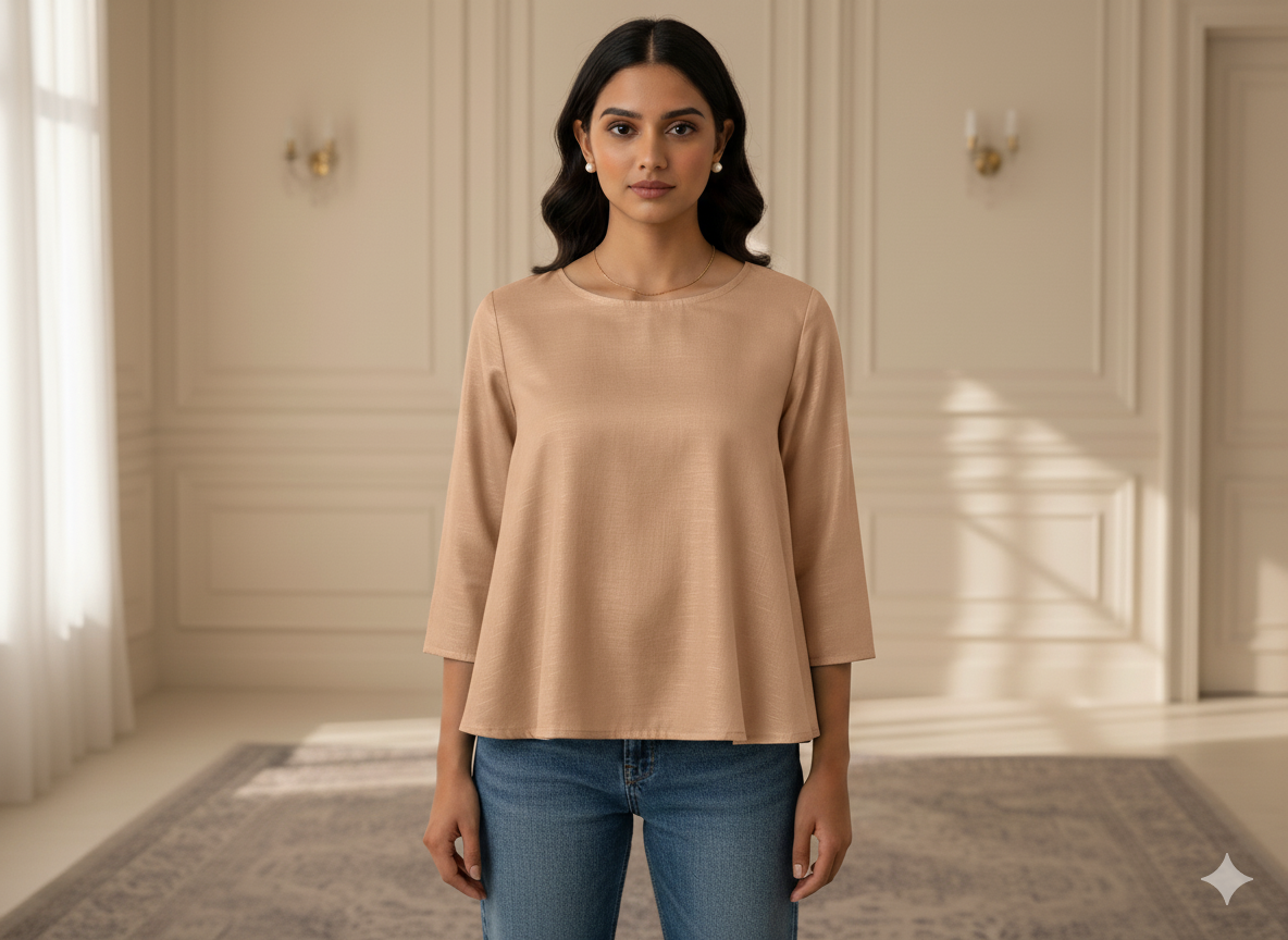 प्राकृतिक बेज सादा ग्लेज्ड कॉटन कपड़ा