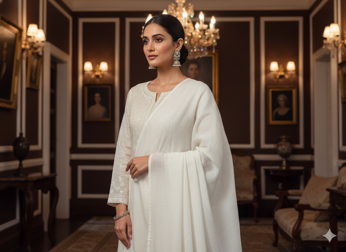 Pure White Plain 100% Pure Mul Mul Cotton