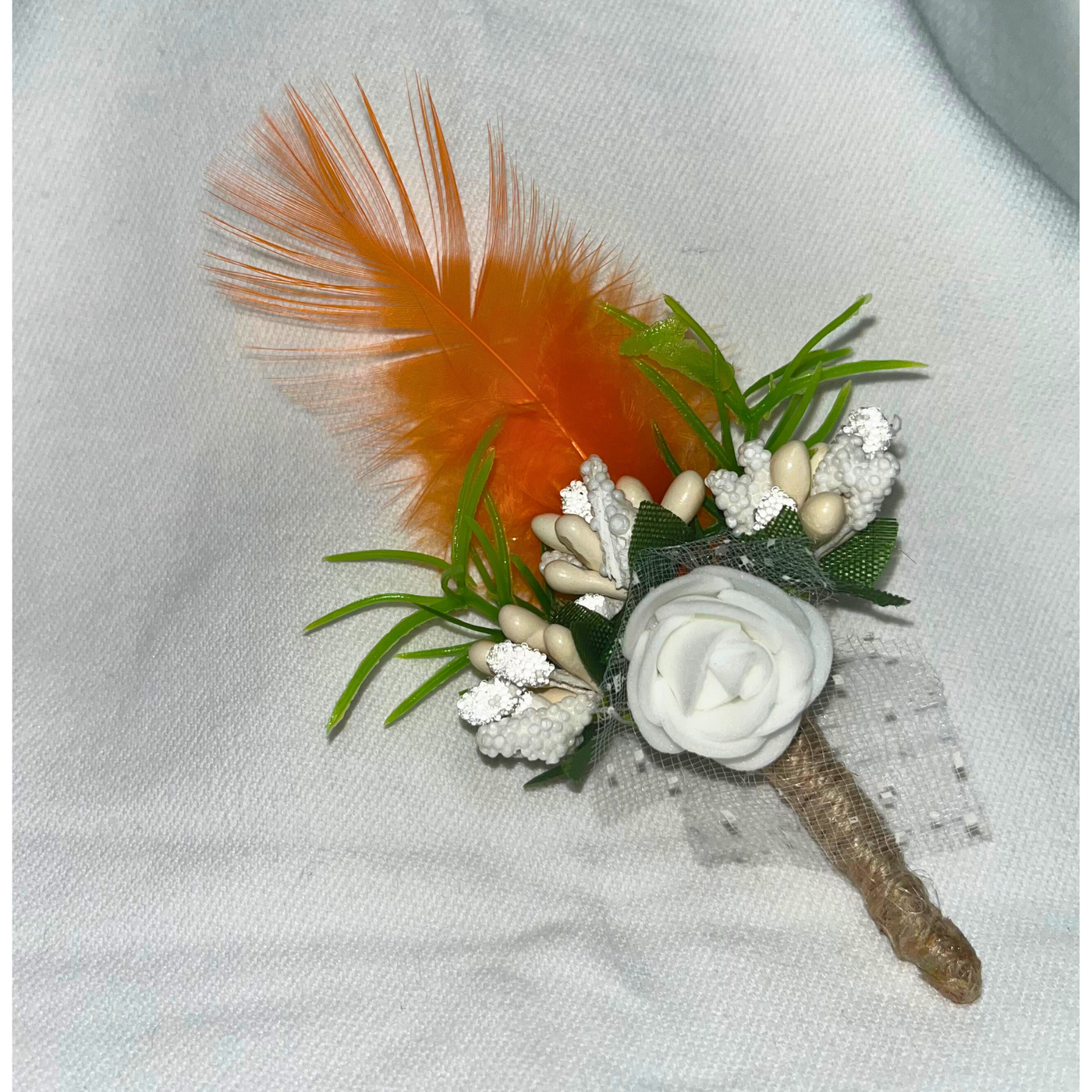 Multicolor Faux Feather Flower Brooch