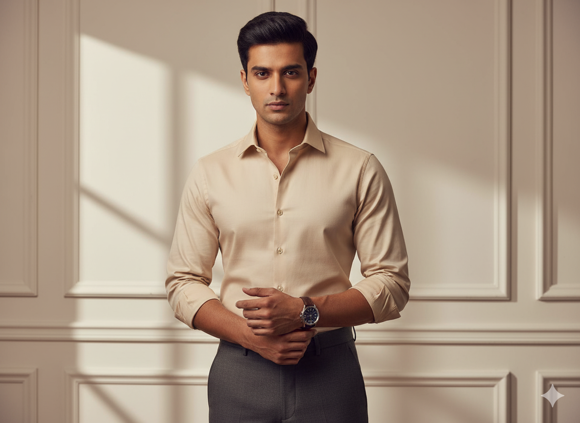 प्राकृतिक बेज सादा ग्लेज्ड कॉटन कपड़ा (थोक)