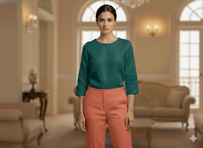 ईंट नारंगी शुद्ध लिनन कपड़ा - 60 ली