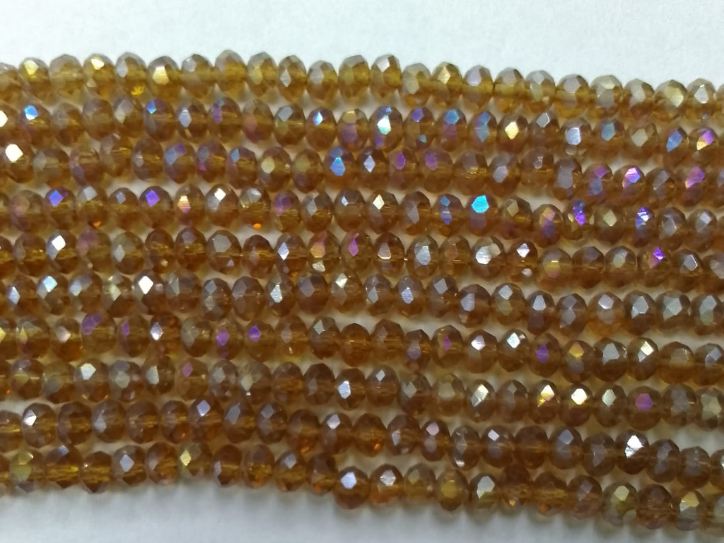 Brown Tyre Crystal Glass Beads