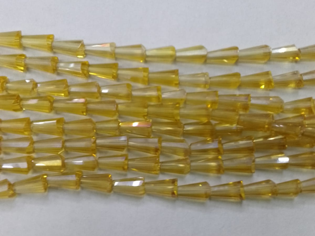 Pale Yellow Conical Crystal Glass Beads