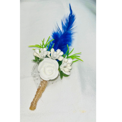 White Faux Feather Floral Brooch  ( Wholesale )