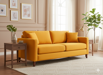 सरसों पीला सादा भारी सूती कैनवास कपड़ा