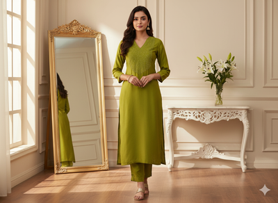 लेमन ग्रीन प्लेन शुद्ध विस्कोस गाजी सिल्क फैब्रिक