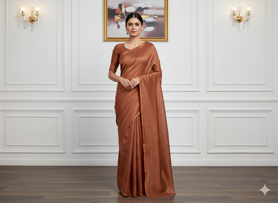 Brown Plain Bangalore Raw Silk Fabric  (Wholesale)