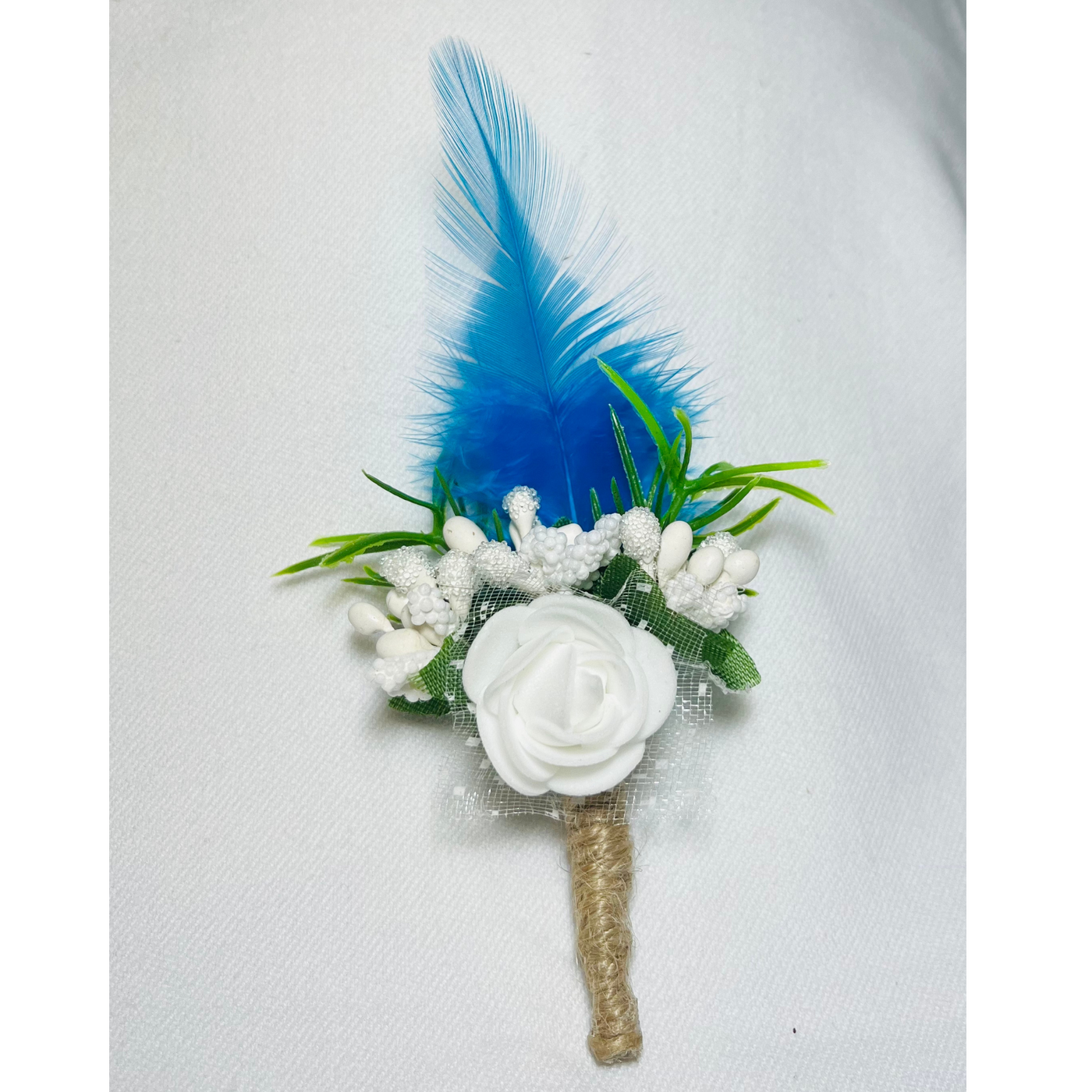 Multicolor Faux Feather Flower Brooch