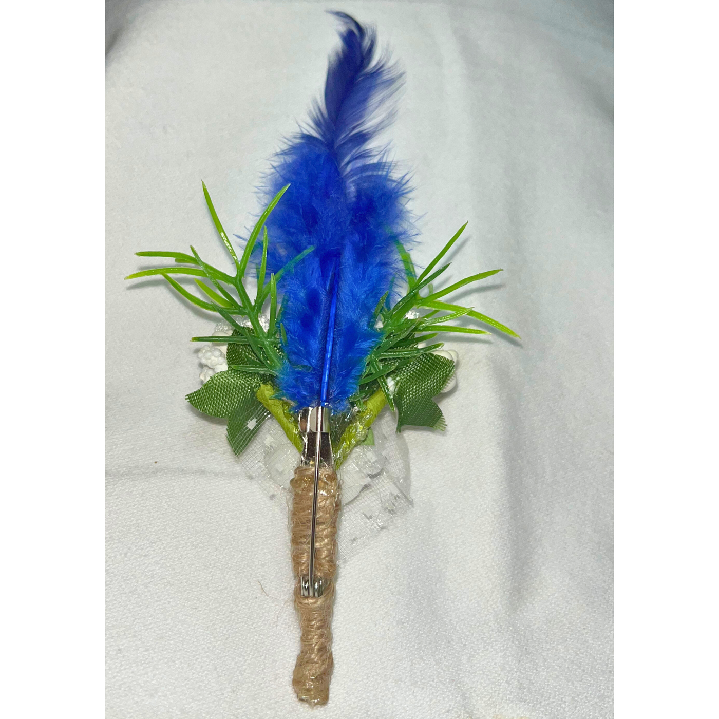 Blue Faux Feather Flower Brooch ( Wholesale )