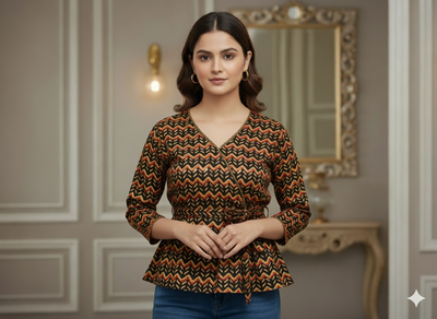 Multicolor zigzag Printed Semi Pashimna Woolen Fabric