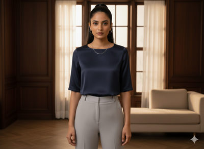 Dark Blue Plain Malai Satin Fabric