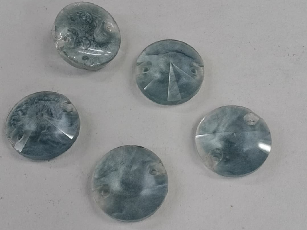 Grey Round 2 Hole Glass Stones