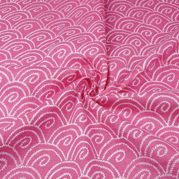 Pink & White Traditional Printed Pure Cotton Fabric