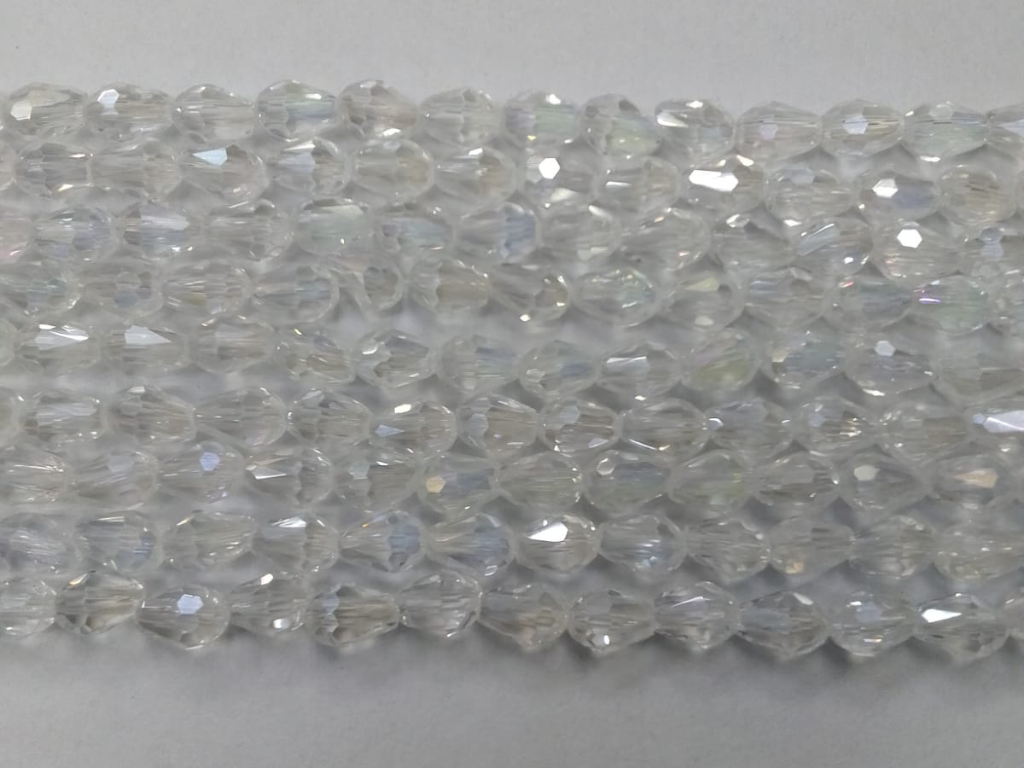 White Transparent Drop Crystal Glass Beads (Wholesale)