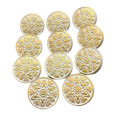 Golden Floral Circular Metal Buttons