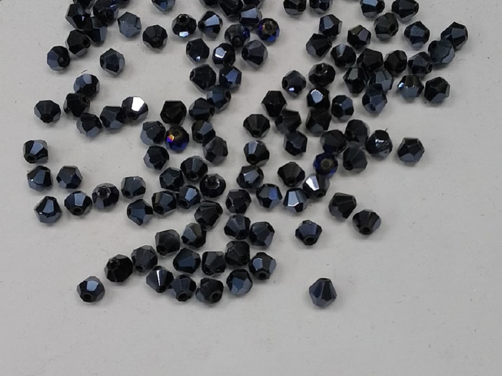Graphite Grey New Cut Crystal Glass Beads- 4 mm