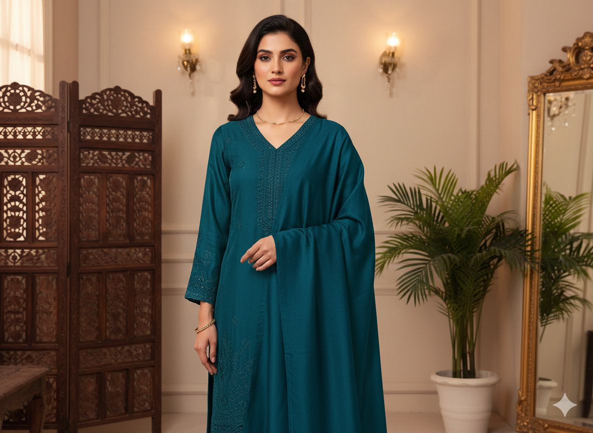 Sea Blue Plain Malai Satin Fabric