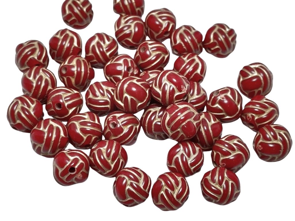 Maroon  Spherical Plastic Matte Finish Beads